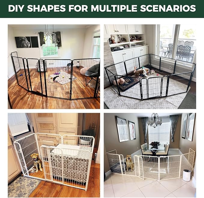 FXW Homeplus Unleashed Indoor Dog Playpen - Stress-Free and Safe Play, Heavy Duty 24 Inch 16 Wire Panels Dog Pen for Puppy and Small Dogs, Black│Patented