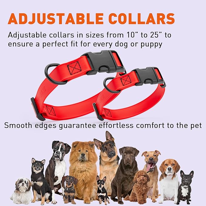 Dogline Biothane Waterproof Dog Collar with Quick Release Buckle Strong Coated Nylon Webbing with Odor- Proof for Easy Care Easy to Clean Fits Small Medium Large Dogs, Red 5/8" W 9-14" L