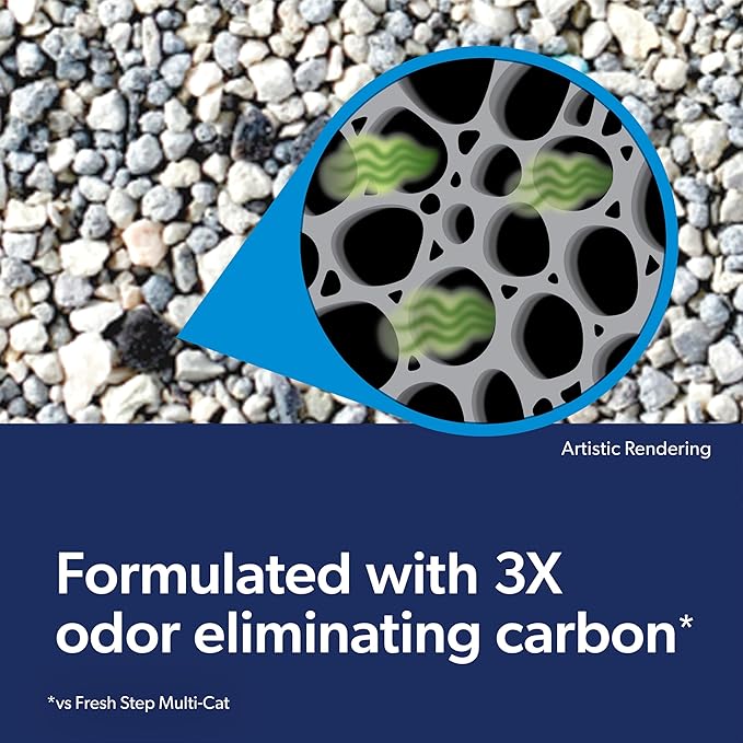 Fresh Step Clumping Cat Litter, Heavy Duty Advanced, Long Lasting 30-Day Odor Control with Odor Eliminating Carbon, 17.5 lb