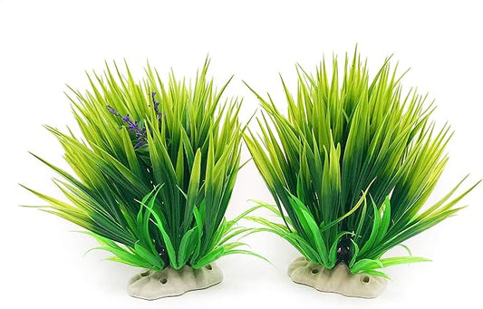 BEGONDIS 2Pcs Aquarium Decorations Fish Tank Artificial Green Water Plants Made of Soft Fabrics Plastic