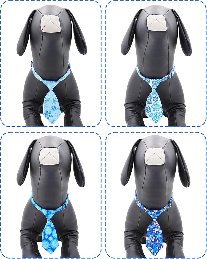 PET SHOW 10 Pack Winter Small Dog Ties Neckties for Doggies Cats Adjustable Neck Ties Girl Boy Pets Snowflake Costumes Puppy Grooming Accessories Holiday Party Gift Favor