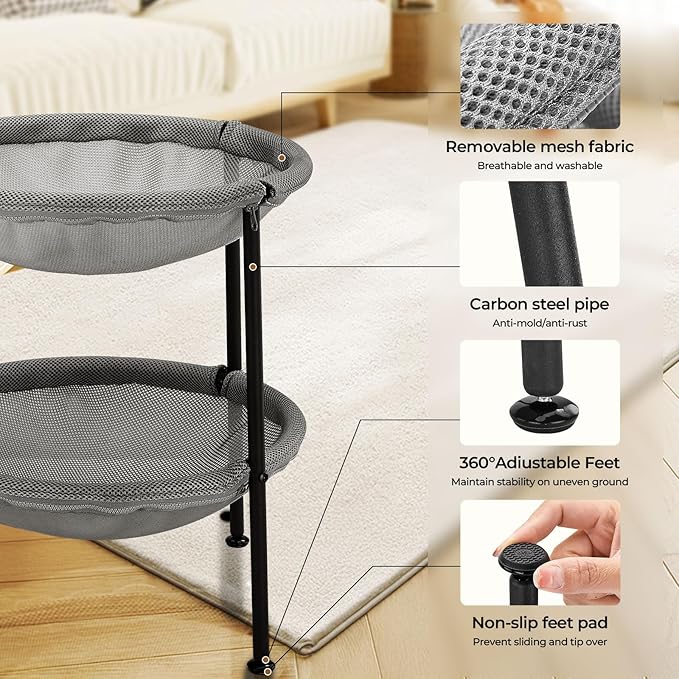 Double Cat Hammock Bed，Elevated and Raised Cat Beds for Indoor and Large Cats