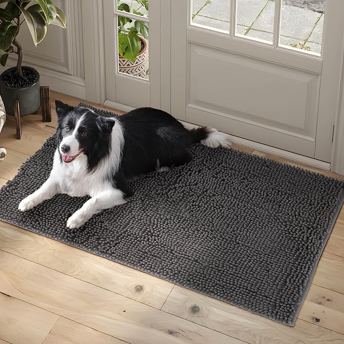 Dog Door Mat Indoor Entrance, 72" x 48" Absorbent Chenille Door Rugs for Entryway Indoor, Non-Slip Dog Mud Mat for Muddy Paws, Soft, Washable