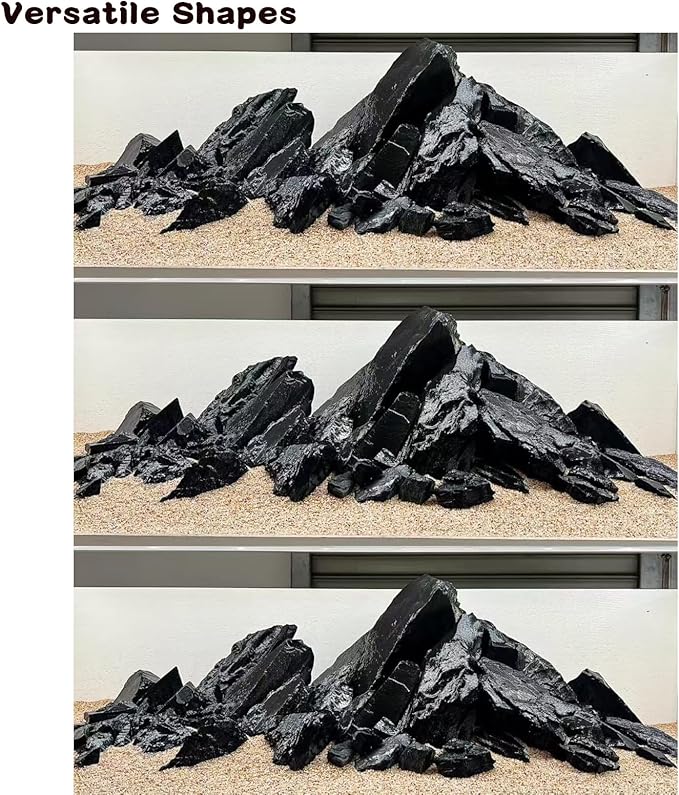 Unocho Aquarium Slate Rocks 10LB Fish Tank Stones Black Rocks for Aquarium,Aquascaping,Fish Tank Decoration, Reptile Basking Platforms, Bonsai & Garden-7Pcs 3-7inches