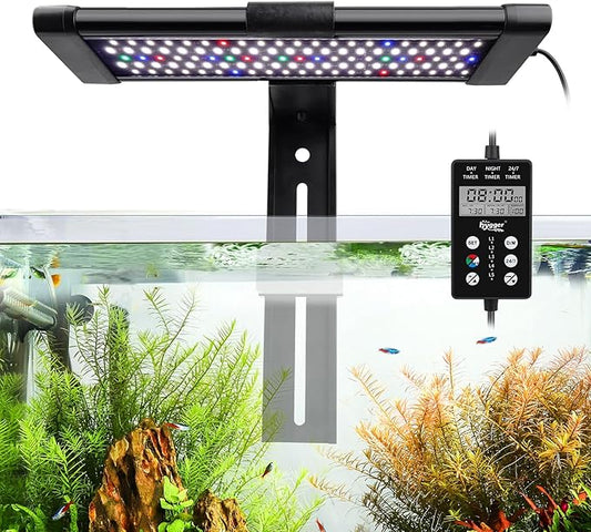 hygger Clip On Custom LED Aquarium Light,Daylight-Moonlight & 24/7 Mode, Adjustable Brightness 8 Colors Full Spectrum Fish Tank Light for 12-17 Inches Freshwater Planted Tank Auto On Off Ramp Up Down
