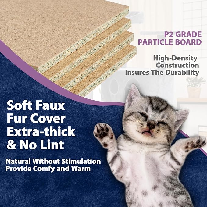 70 Inches Multi-Level Cat Tower for Indoor Cats - XL Tree Climbing Condo With Scratching Posts and Hanging Toys, Navy Blue