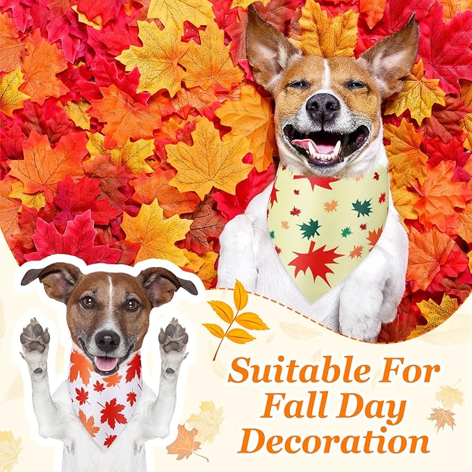 Abbylike 200 Pcs Fall Dog Bandanas Bulk Maple Leaves Bandanas for Dog Pet Triangle Kerchief Bibs Scarf for Fall Autumn Thanksgiving Costume Photo Props Accessories Pet Shops Adoption Events, 25 Styles