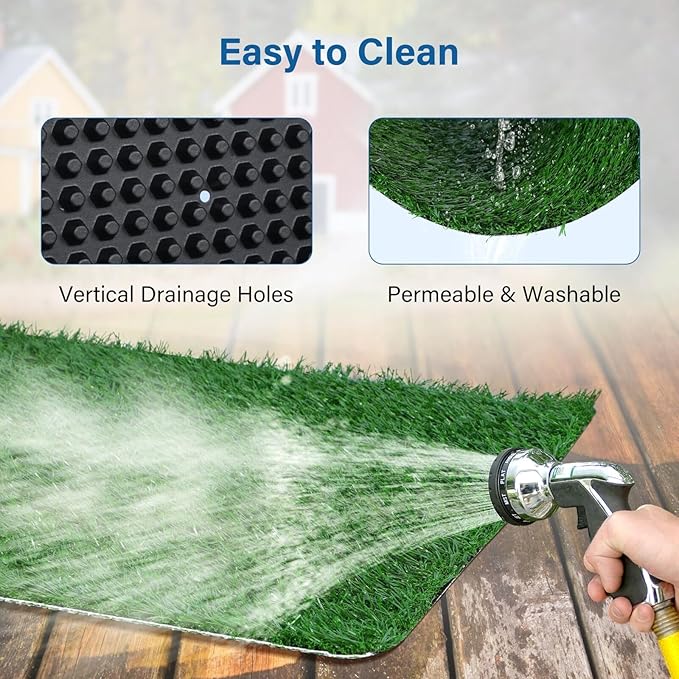 Dog Grass Puppy Training Pee Pad with Tray, Dog Potty with 2 Replacement Artificial Grass Pads, Portable Pet Toilet Washable Odor Free Little Box Indoor Outdoor Use