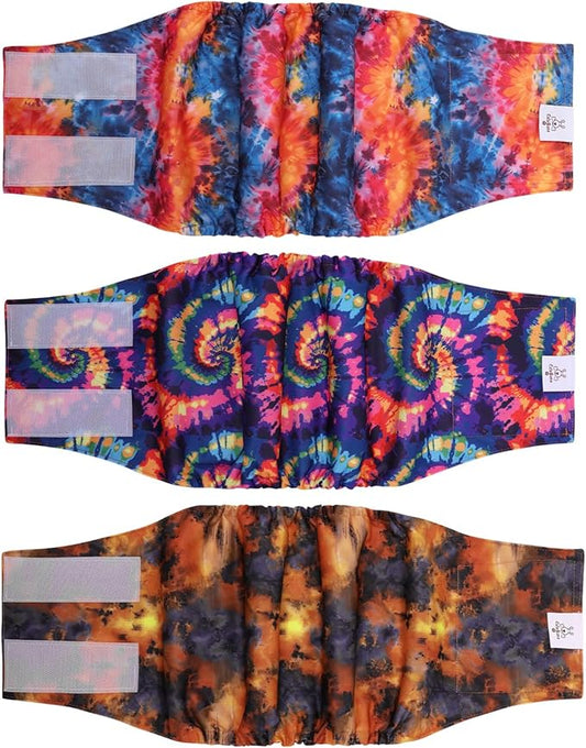 CuteBone Dog Diapers Male Washable Belly Band for Male Dogs Wraps Black 3pcs a Pack DM56M