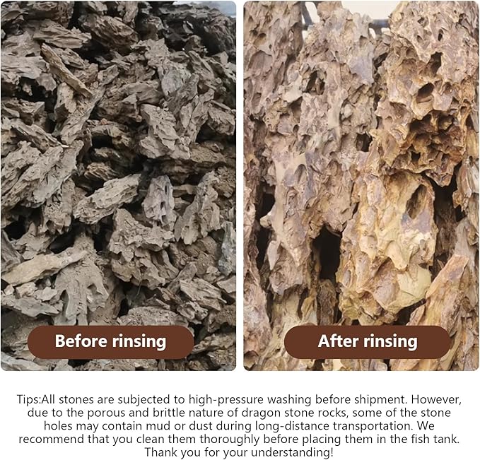 Dragon Stone Rock for Aquascaping,Aquarium Decor, Fish Tank Decorations,4-10 Inches Natural Ohko Stone for Fish Tank Landscaping (20 Pounds)