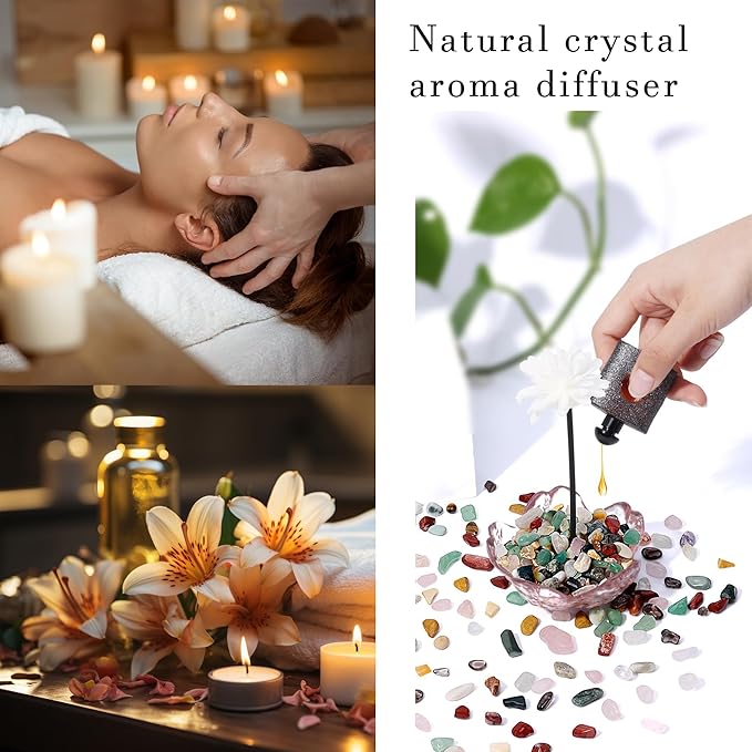 Mixed Crushed Crystal Chips Bulk 2lbs 2400+Pcs Assorted Tumbled Stone Chips Natural Polished Mixed Chakra Aquarium Gravel Rocks for Plants Terrarium Supplies Fish Tank Gravel Pebbles Vase Filler