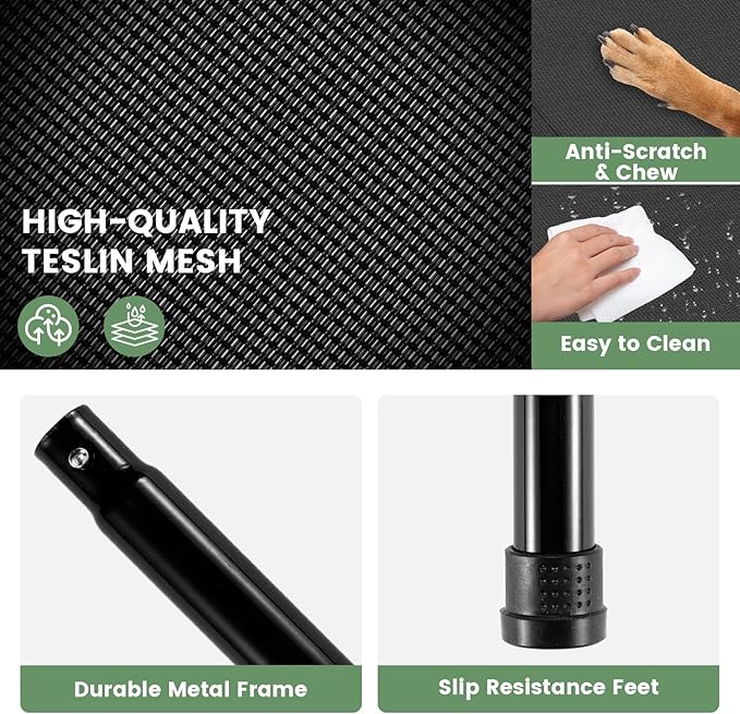 Elevated Dog Bed for Outdoor, XL Raised Dog Cot with Washable Mesh, Cooling Pet Cot Chew Proof for Outside Camping, 49"x33" Brown