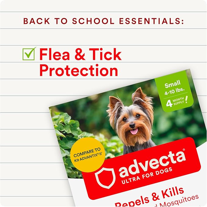 Ultra Flea and Tick Prevention for Dogs - Dog and Puppy Treatment and Control - Mosquito Repellent - Small, Fast Acting Waterproof Topical Drops, 2 Month Supply