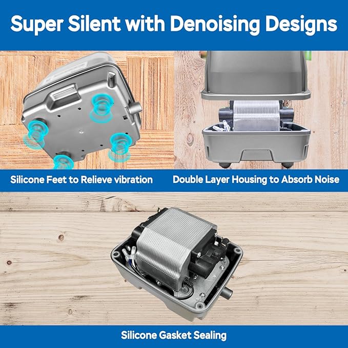 AquaMiracle Linear Air Pump ZP-40/ZP-60/ZP-100/ZP-200 for Pond Aeration, 635/950/1600/4000GPH Septic Air Pump Pond Aerators for Outdoor Ponds, Waste Treatment, Aquarium, Fish Farm, Seafood Restaurant