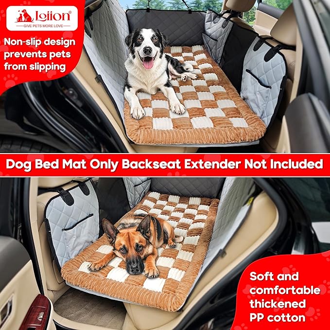 Dog Car Bed Mat, Non-Slip Backseat Extender Pet Blanket, Plaid Dog Bed for SUVs, Sedans & Trucks, Chew-Resistant Travel Pad for Dogs, Easy Clean & Scratch-Proof & Comfort (50"x24.6")