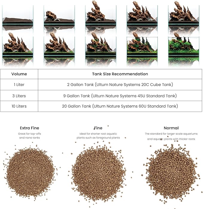 Ultum Nature Systems Controsoil - Freshwater Aqua Soil Substrate for Fish, Shrimp, Live Plant Propagation and Aquascaping - 6.8pH Low Ammonia, Volcanic Ash - Brown, Fine (3 Liter | 6LB)