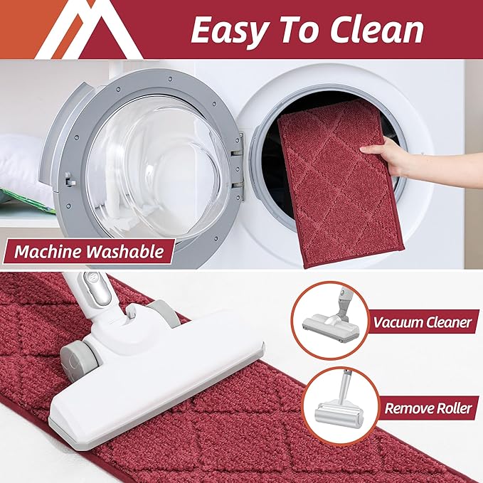 COSY HOMEER Edging Stair Treads Non-Slip Carpet Mat 28inX9in Indoor Stair Runners for Wooden Steps, Edging Stair Rugs for Kids and Dogs, 100% Polyester TPE Backing (15pc, Red)