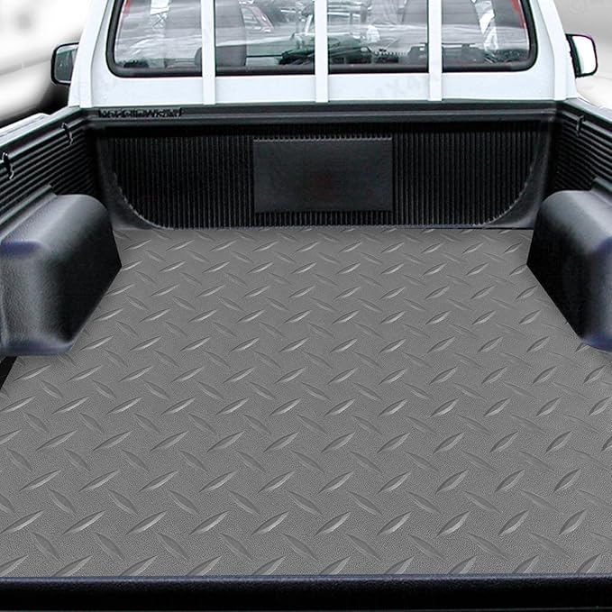 Boshen 7.5Ft x 17Ft Rubber Flooring Mats 2.9mm Thickened Diamond Plate Flooring Roll 127.5sqft Rubber Trailer Garage Floor Mats Non-Slip Floor Protector Mat for Garage Warehouse Gym Basement-Gray
