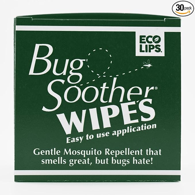 Bug Soother Wipes (30 ct) - Natural Insect, Gnat and Mosquito Repellent & Deterrent - 100% DEET-Free Safe Bug Wipes for Adults, Kids, & Pets - Made in USA
