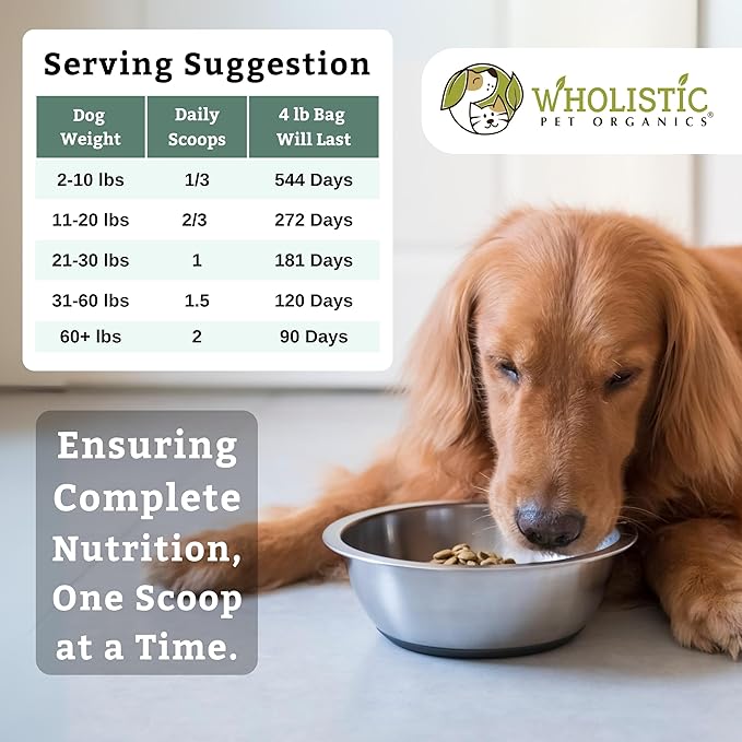 Wholistic Pet Organics Canine Complete - Dog Multivitamin Powder - 4 Lb - Daily Dog Vitamins and Supplements for Homemade Food - Immune System, Skin, Coat & Overall Health - Small and Large Breed