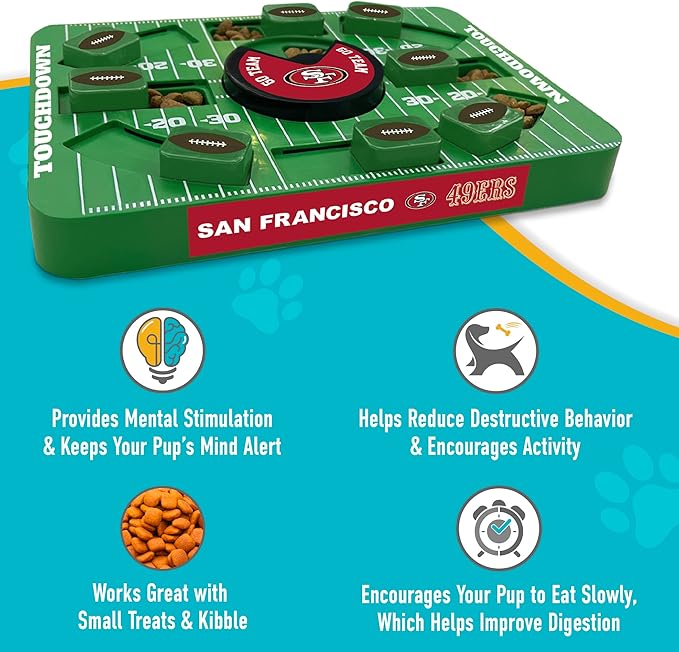 Pets First NFL SAN Francisco 49ERS Large Puzzle Toy - Interactive Dog Treat & Slow Feeding Toy