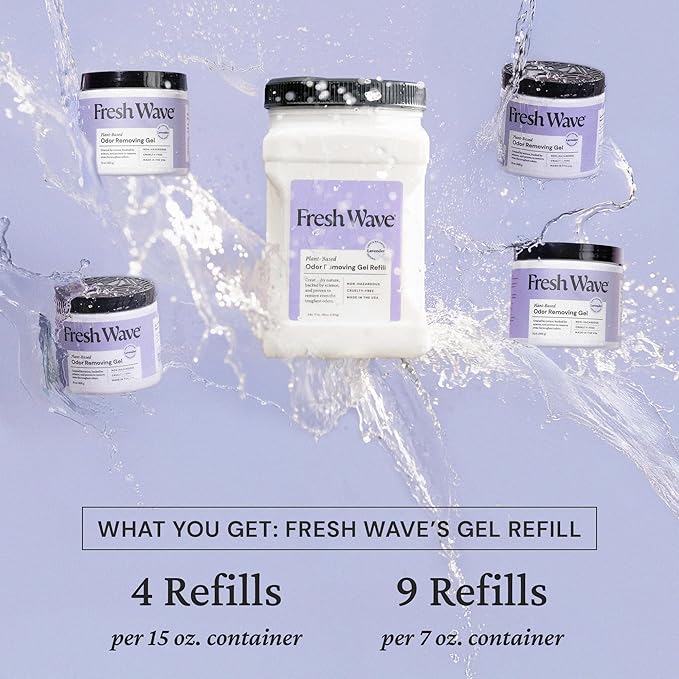 Fresh Wave Lavender Odor Removing Gel Refill, 63 oz. - Safer Odor Absorbers for Home, Natural Plant-Based Odor Eliminator, Every 15 oz. lasts 30-60 Days, For Cooking, Trash & Pets