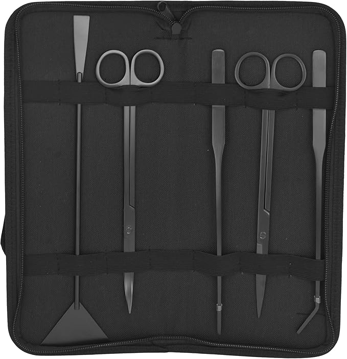 Mandala Crafts Black Stainless Steel Aquascaping Tools Kit – Aquarium Plant Tools with Tweezers, Spatula, and Scissors for Fish Tanks, Hospital Tanks, Goldfish Bowls, Aquariums, and Terrariums