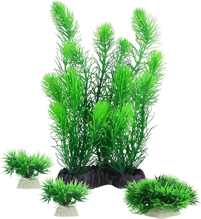 MyLifeUNIT Aquarium Plants, Artificial Aquarium Decorations for Fish Tank Decor, Pack of 4