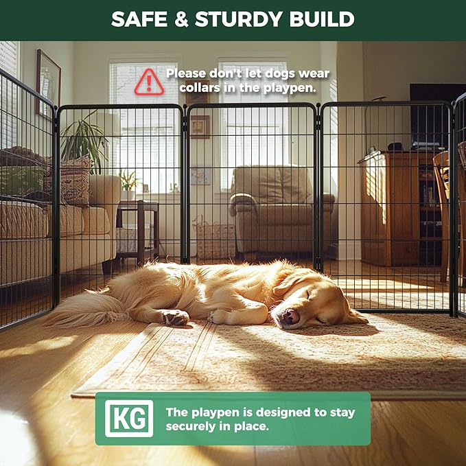 FXW Homeplus Unleashed Indoor Dog Playpen - Stress-Free and Safe Play, Heavy Duty 45 Inch 6 Wire Panels Dog Pen for Large Dogs, Black│Patented