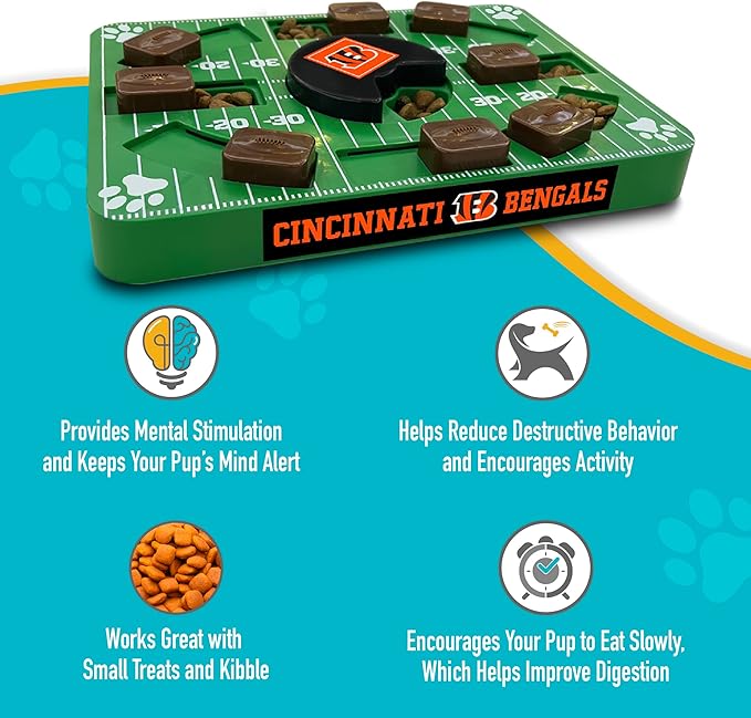 Pets First NFL Cincinnati Bengals Puzzle Toy, Puzzle Treat Dog Toy, Interactive Dog Treat Toy, Dog Puzzle