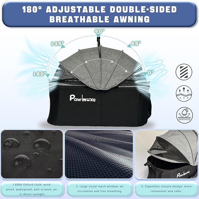 4 Wheels Pet Stroller 4 in 1 Pet Stroller with Detachable Carrier for Small & Medium Dogs Cats up to 55 lbs Easy-Folding Travel Dog Wagon with Car Seat Breathable Mesh,Blue Cartoon