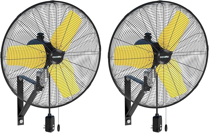 9000 CFM 24" Outdoor Oscillating Wall Fan with 2 Pack, High Velocity 3-Speed Waterproof Professional Outdoor Fan, Heavy Duty Industrial Wall Mount Fans for Commercial, Garage, Warehouse, UL Listed