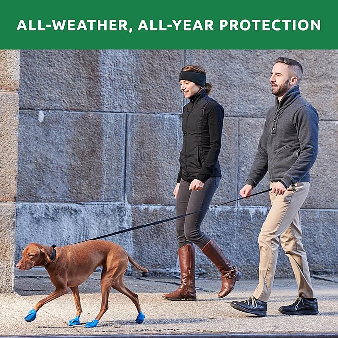 PawZ Rubber Dog Boots for Paws up to 1", 24 Total (2 Packs of 12) - All-Weather Dog Booties for Hot Pavement, Snow, Mud, and Rain - Waterproof, Anti Slip Dog Socks - Tiny, Green