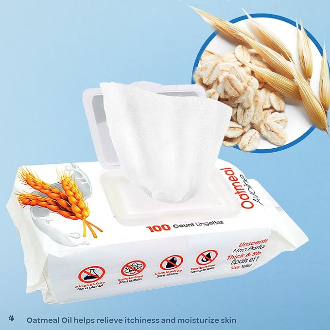 Best Pet Supplies Pet Wipes for Dogs - Dog Wipes Cleaning Deodorizing, or Coats, Ears, Paws - Soothing Oatmeal, 100 Count