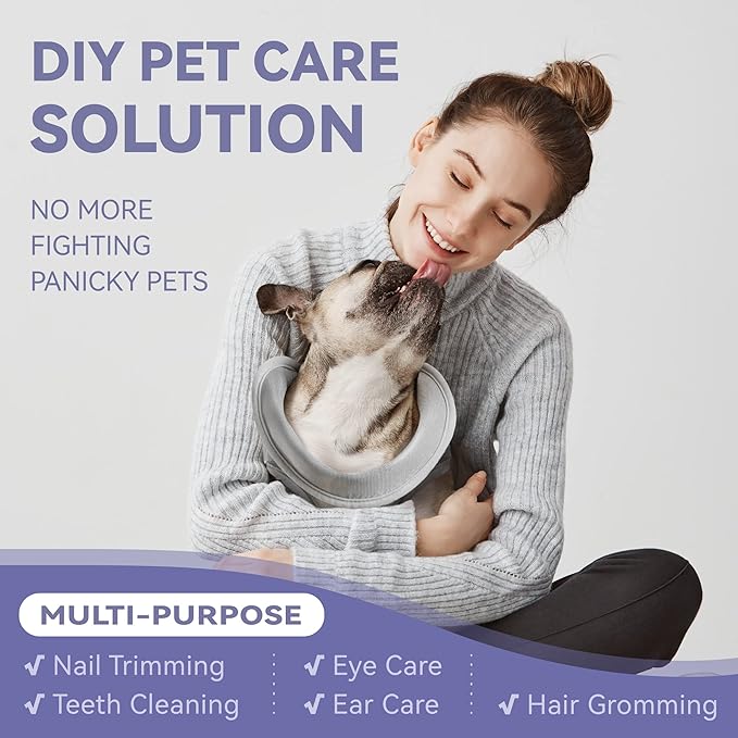 Dog Grooming Hammock Harness for Dogs & Cats with Pet Nail Clipper Trimmer - Cat Hanger Sling for Trimming Clipping Nails- Dog Hammock Restraint Bag for Small Medium Large pet （ Purple XL）