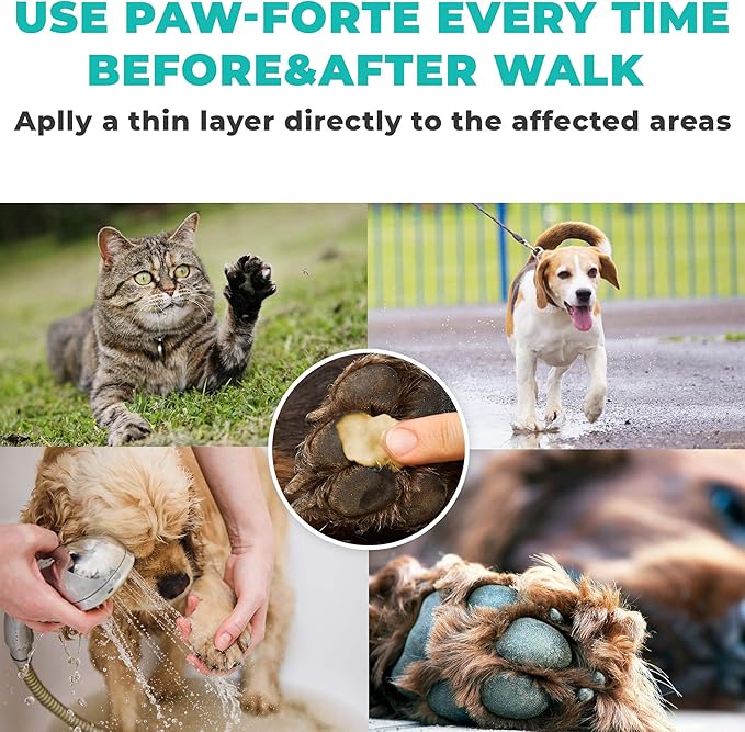 Forticept PAW Balm | Dog Paw Protector from Hot Pavement, Dirt, Salt, Ice and Snow | Soother and Moisturizer for Cracked Dog Paw Pads | Natural Wax Based, Lick Safe 3 oz