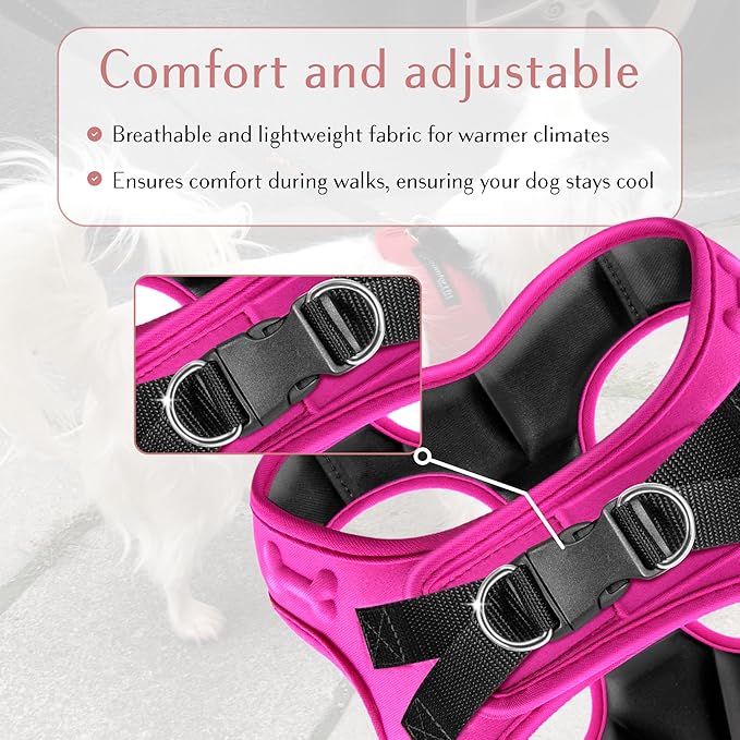 Comfort fit Step-in Dog & Puppy Harness - Comfortable All Weather Dog Vest Harness: Adjustable, Soft Padded, Easy to Put-on for Small, Medium-Sized Dogs.