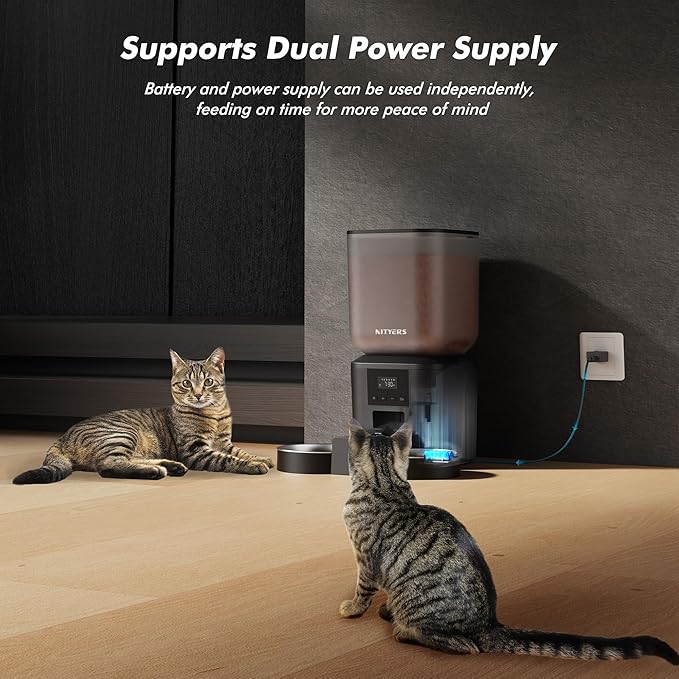 Automatic Cat Feeder for 2 Cats - 8L/34 Cups Large Capacity Auto Cat Food Dispenser with LCD Screen, 2 Food Trays, Timed Feeder, Up to 50 Portions 6 Meals Per Day, Keep Fresh