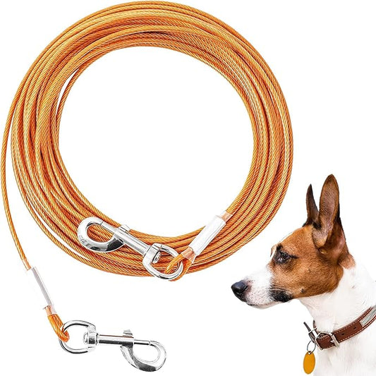 Dog Tie Out Cable,50ft Dog Lead-Heavy Duty Tie Out Cable for for Large Dogs Up to 125lbs-Dog Chain for Yard-Outside Dogs Runner Tether Line