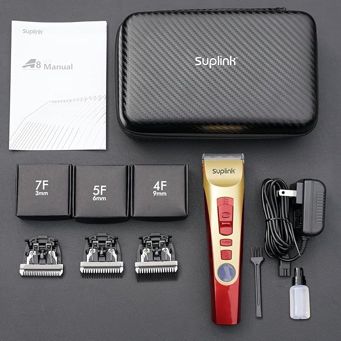 Dog Clippers for Grooming for Thick Heavy Coats/2-Speed Low Noise Rechargeable Cordless Pet Shaver with Stainless Steel 4 Blade for Dogs Pets and Animals