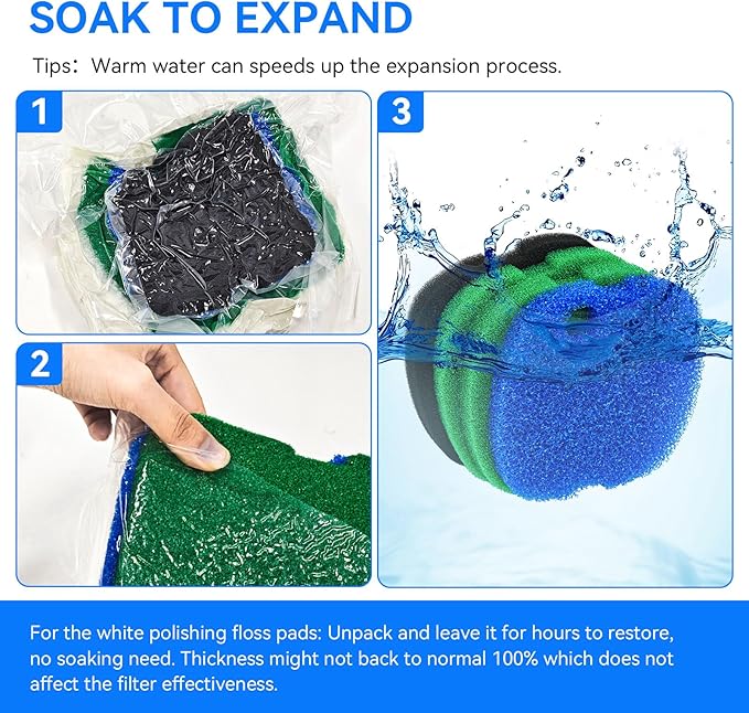 Canister Filter Pads Compatible with SUNSUN HW-302 /505A and Aqua top CF-300 Canisters Filters Sponges Replacement for Polar Aurora 265GPH Canister Filter for Aquarium Fish Tank and Turtle Tank -16PCS