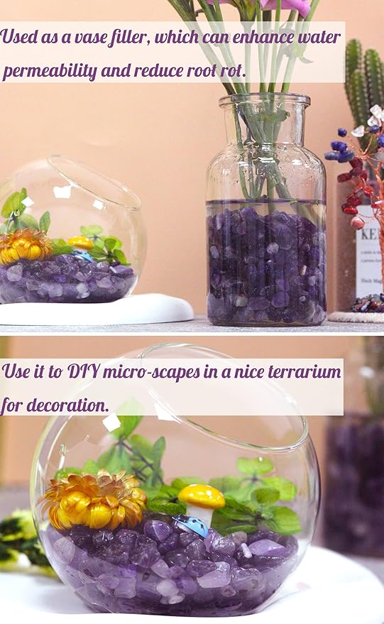 Amethyst Healing Crystal Chips Bulk Gemstones Sets Tumbled Chips Crushed Stones Crushed Crystals Natural Rocks for Fountain Rocks Decoration Reiki Energy Balancing Meditation Aquarium Gravel 0.44lb