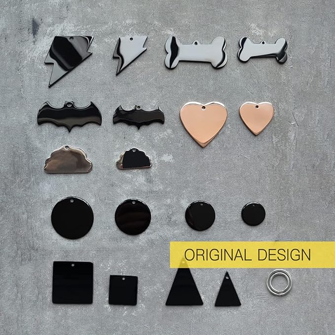 316 Surgical Grade Stainless Steel Personalized Dog & Cat ID Tags - Made with Three Thousand Love for Our Fur-Baby - Original Funny Shapes Heart, Engraved Name or Text for Pet Collar Accessories