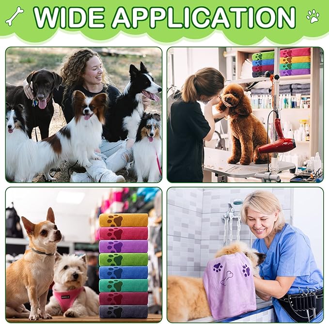 Chumia 8 Pcs Dog Towels for Drying Dogs Cats Pet Towels Bulk Puppy Microfiber Quick Drying Paw Bath Bathing Supplies Absorbent for Medium Pets(Colorful,40 x 24 Inch)