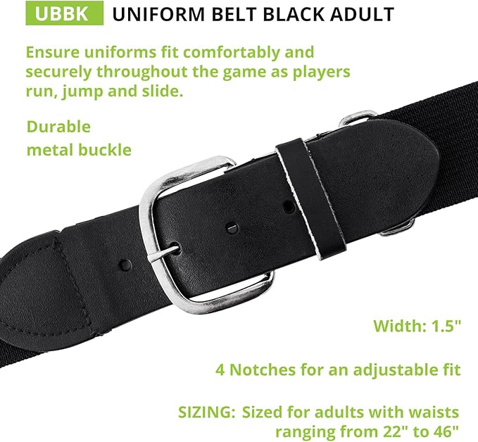 Champion Sports Baseball/Softball Uniform Belt, Comfort Stretch Fit Durable Syntex Tab - Youth & Adult Sizes, Multiple Colors