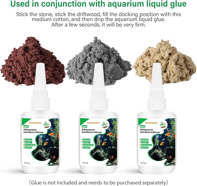Cotton Wool for Aquascape- Gap Filler Cotton for Rocks & Wood | Aquarium Safe Bonding Material | Secure Adhesive Helper (Light Yellow(Dragon Stone Color))