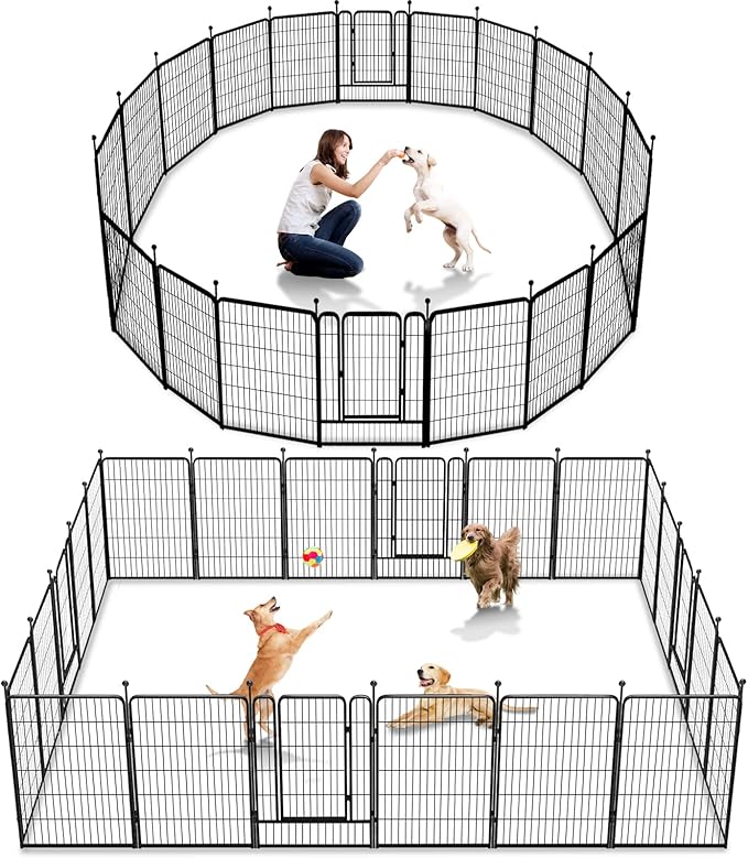 Dog Playpen 40 inch 22 Panels Indoor Outdoor Dog Pen for Large/Medium/Small Dogs Heavy Duty Metal Dog Fence Outdoor for Yard, Puppy Playpen with Door Portable Pet Fence for RV Camping Yard
