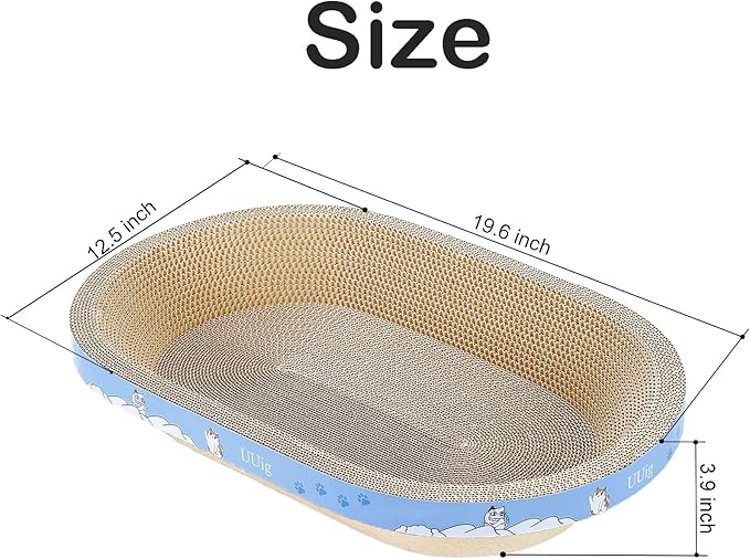 Cat Scratcher, 19.6x12.5 inches Cardboard Cat Scratching Board, Large Cat Scratchers for Indoor Cats, Bowl-Shaped Cat Scratch Pad Bed with Catnip