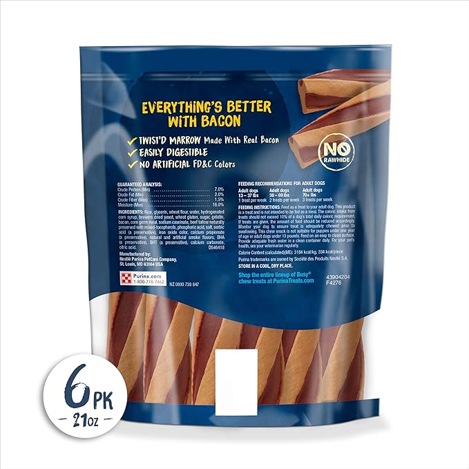 Purina Busy With Beggin' Made in USA Facilities Small/Medium Breed Dog Treats, Twist'd - (Pack of 2) 6 ct. Pouches
