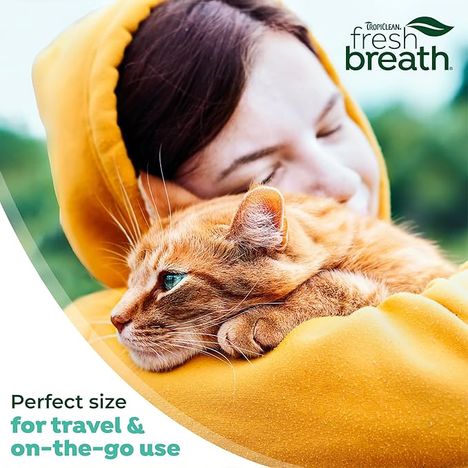 TropiClean Fresh Breath Drops for Cats Travel Size | Cat Mouthwash | Water Additive For Cats | Kitten Bad Breath Water Additive | Made in the USA | 2.2 oz.  